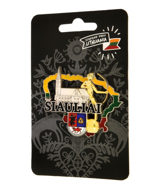 Šiauliai Magnet with Cathedral and Coat of Arms